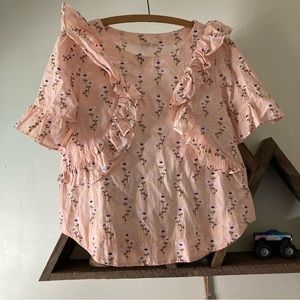GAP RUFFLE FLORAL BLOUSE PEACHY PINK